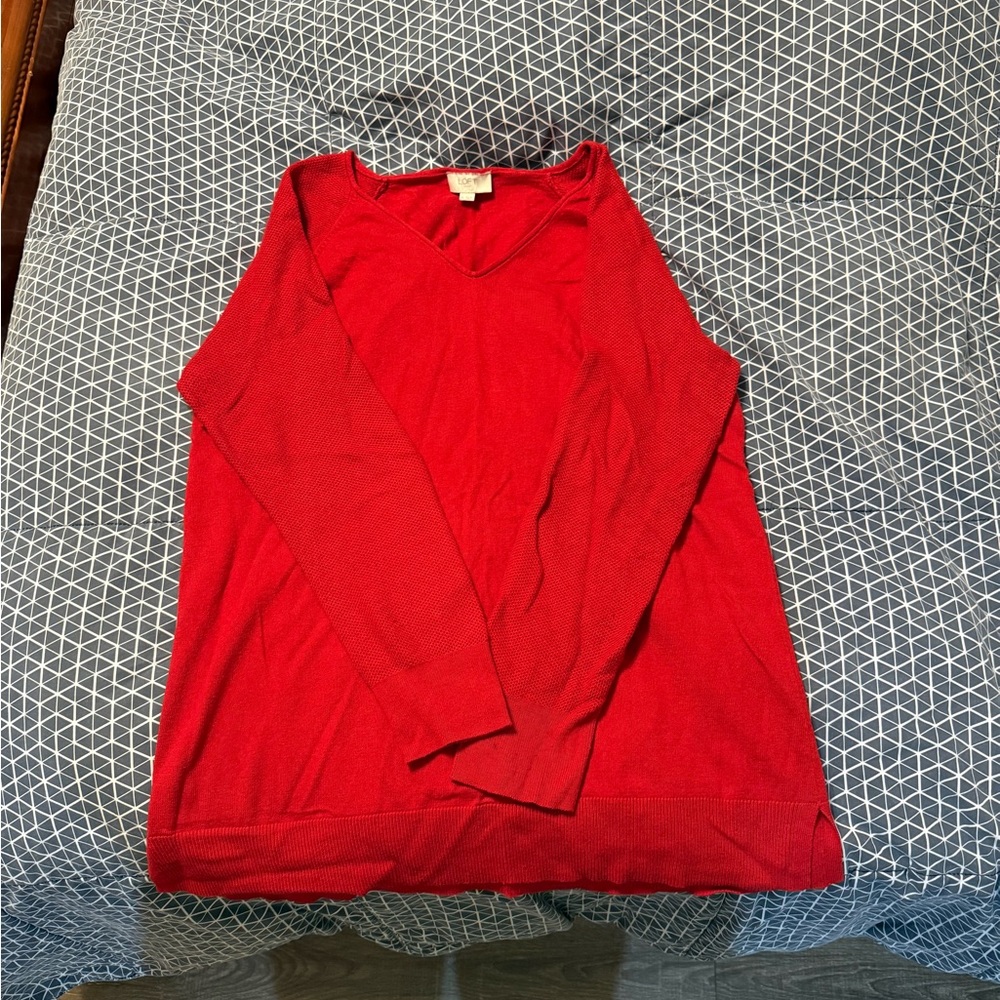 LOFT Vibrant Red Knit Top
